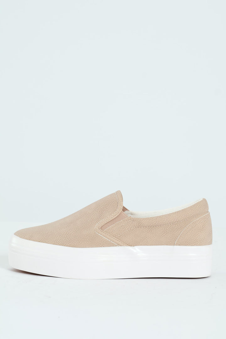 Plain Monoplatform Slip On Sneaker - Beige