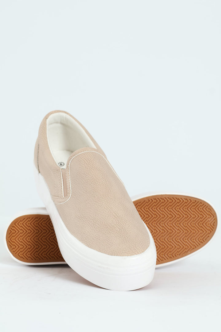 Plain Monoplatform Slip On Sneaker - Beige
