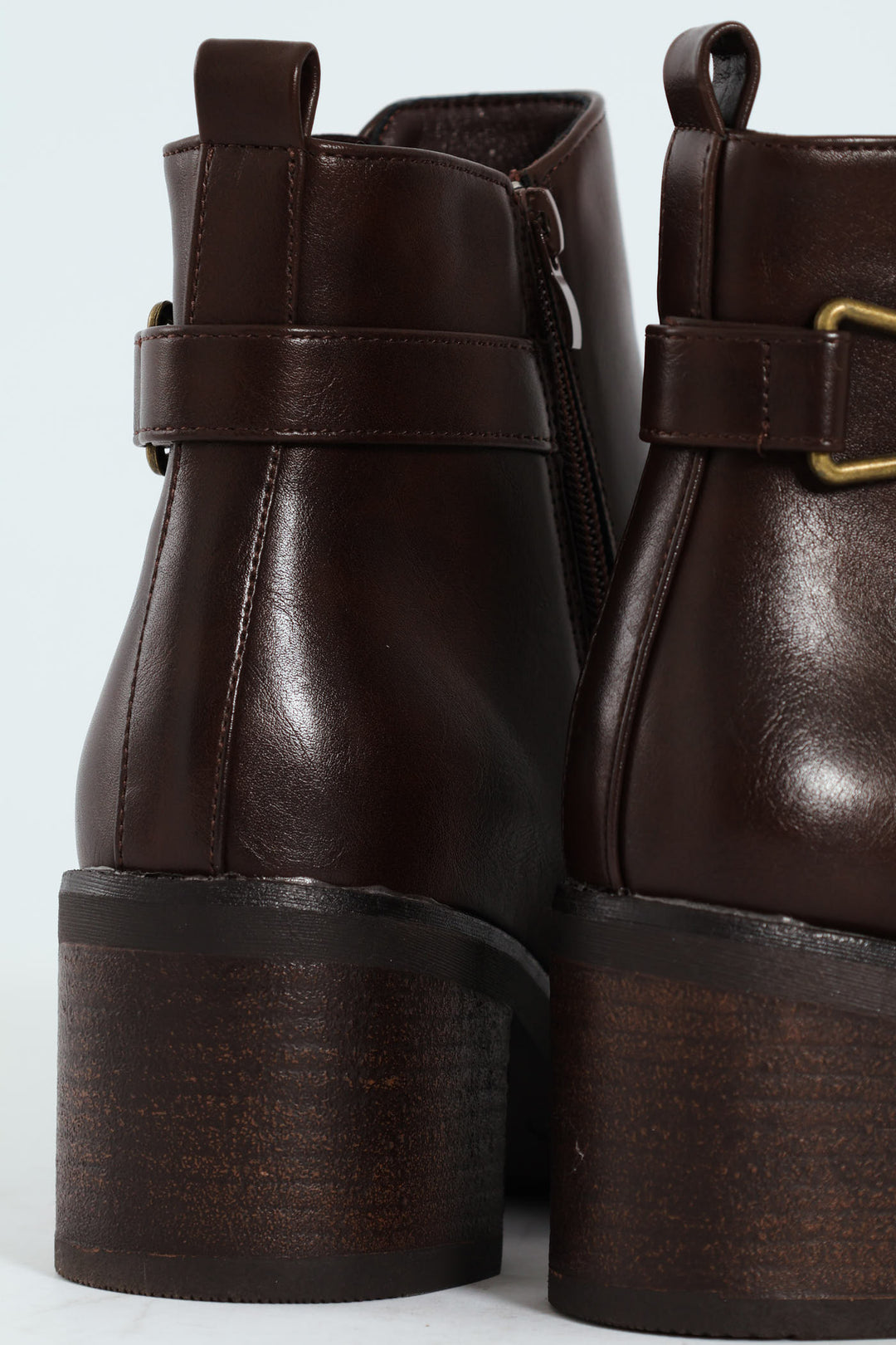 Smart Ankle Boot With Ankle Buckle - Brown