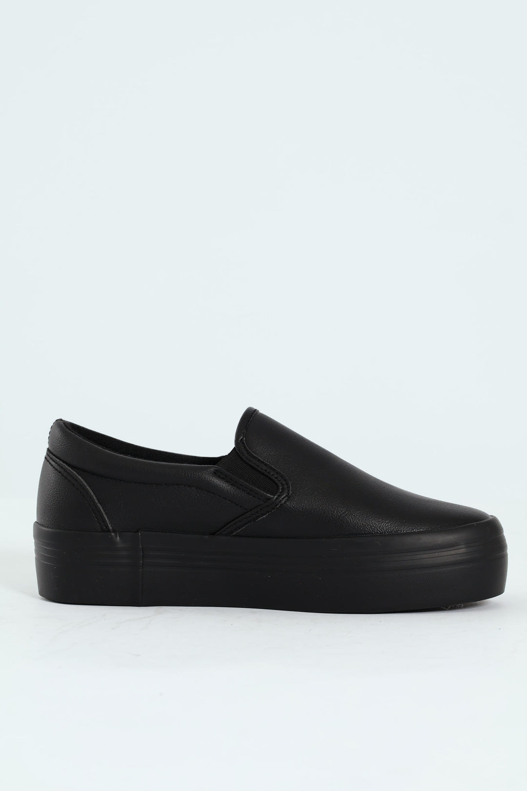 Platform Mono Slip On Sneaker With Side Zip - Black
