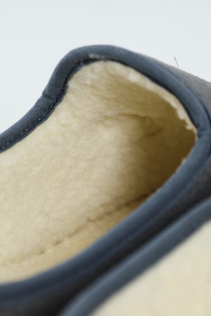 Fully Closed Embroidered Slipper - Dark Grey