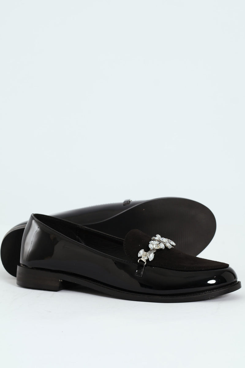 Trim Multi Fabric Loafer - Black