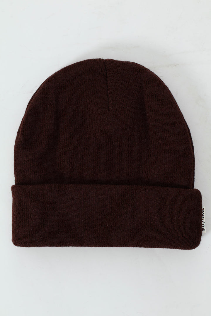 Side Label Beanie - Brown