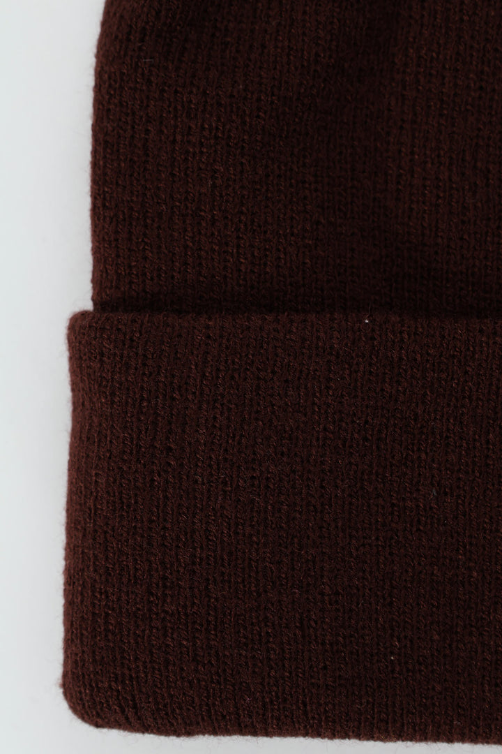 Side Label Beanie - Brown