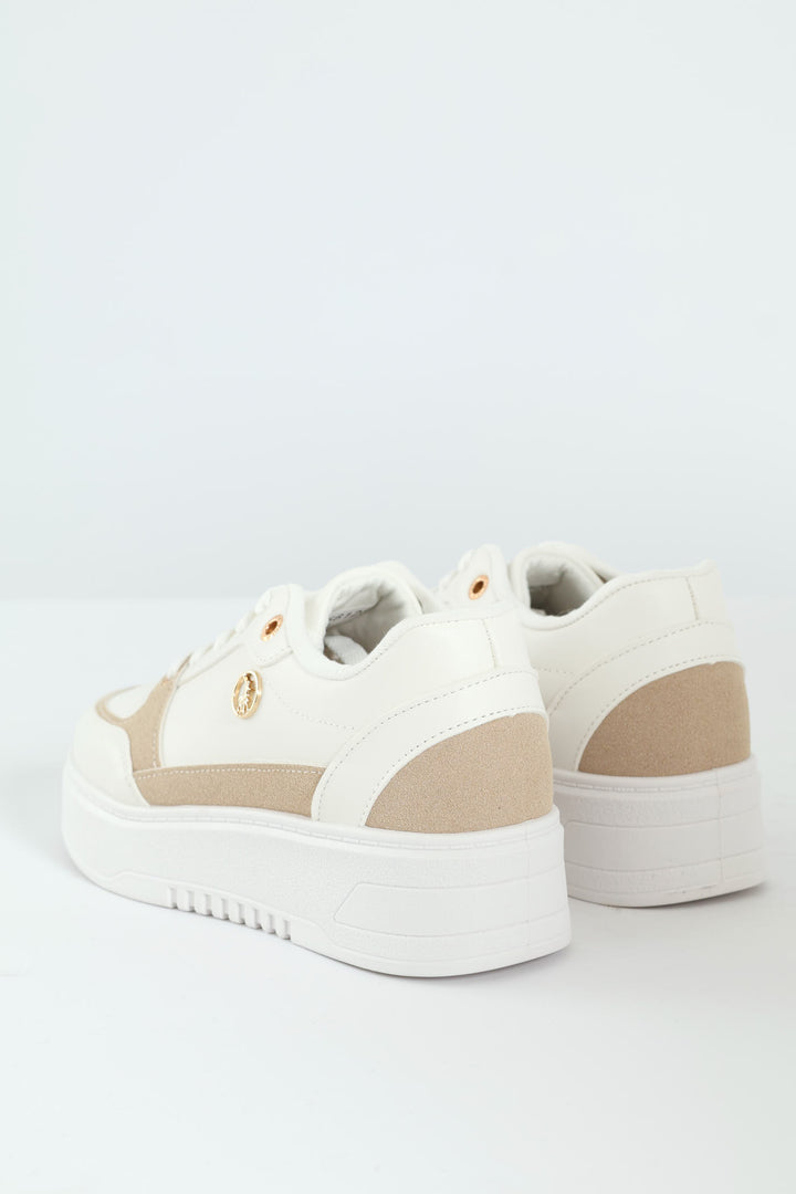Trim Platform Lace Up Sneaker - White