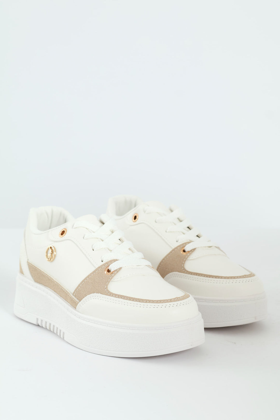 Trim Platform Lace Up Sneaker - White