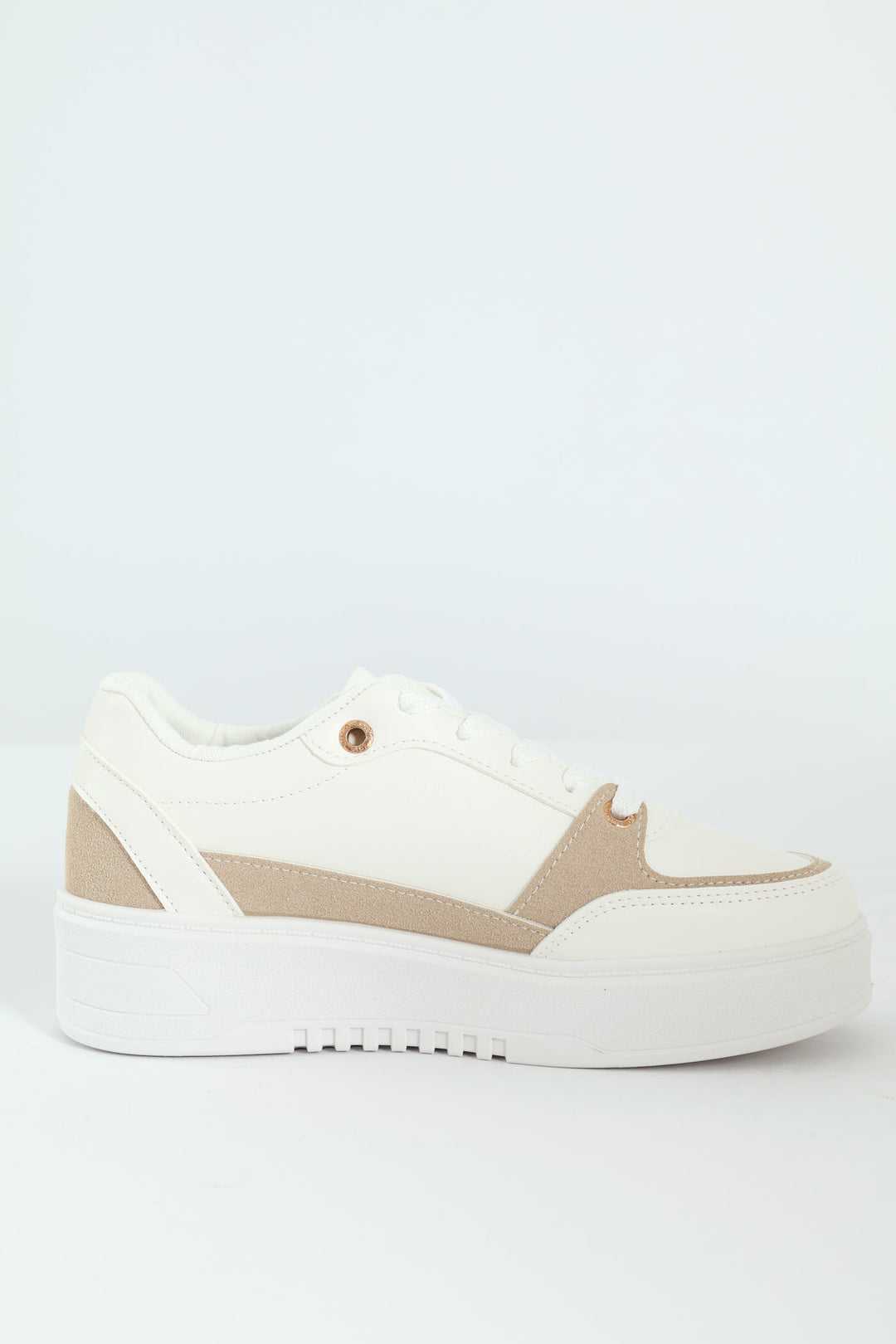 Trim Platform Lace Up Sneaker - White