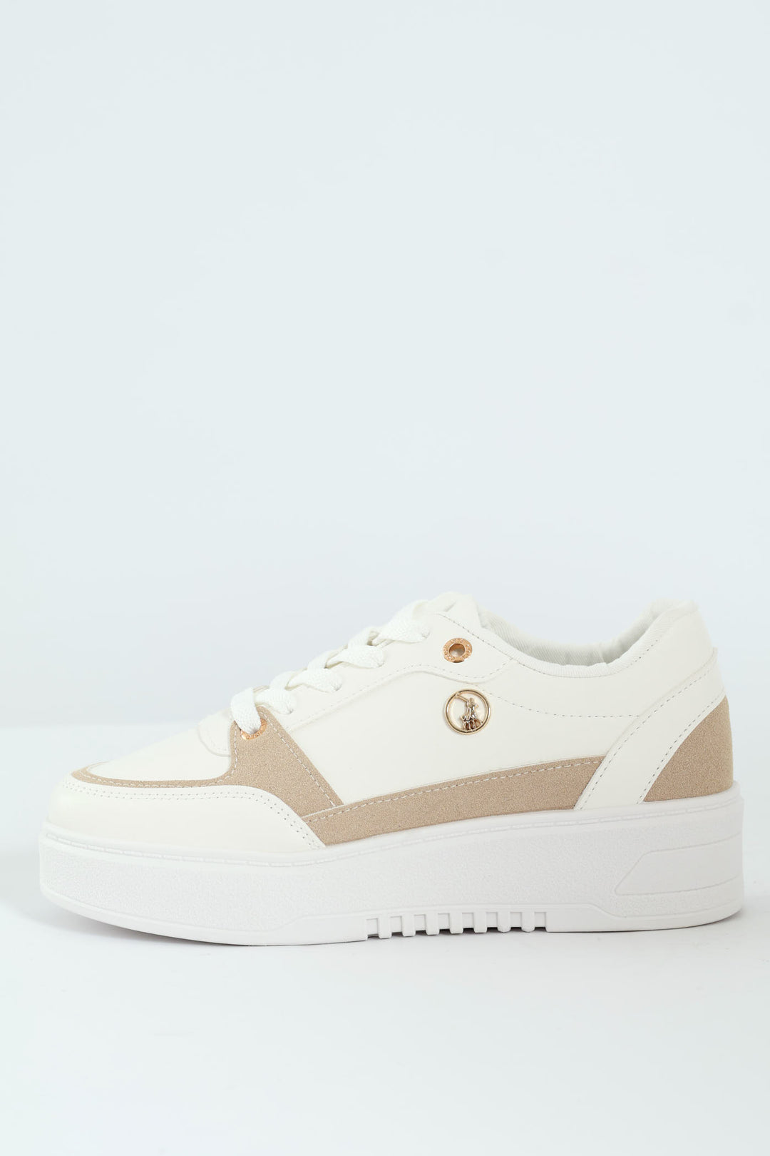 Trim Platform Lace Up Sneaker - White