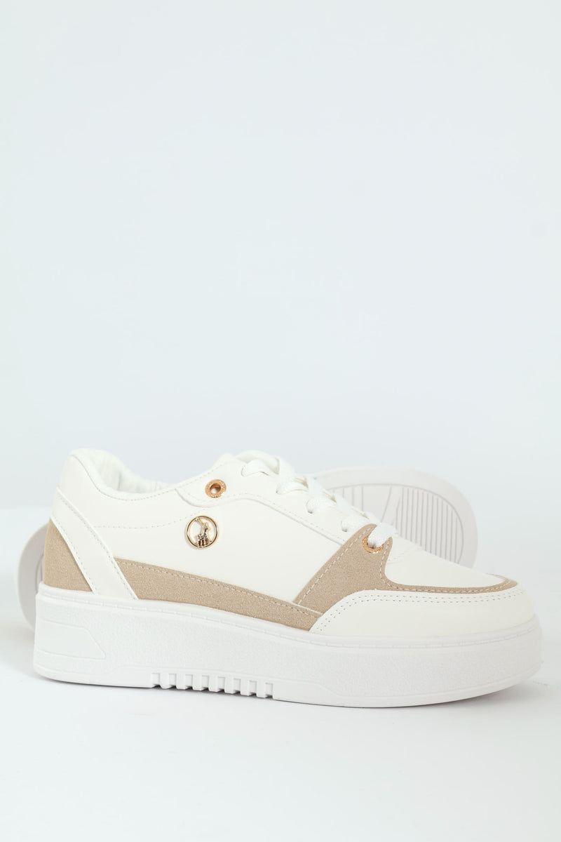 Trim Platform Lace Up Sneaker - White