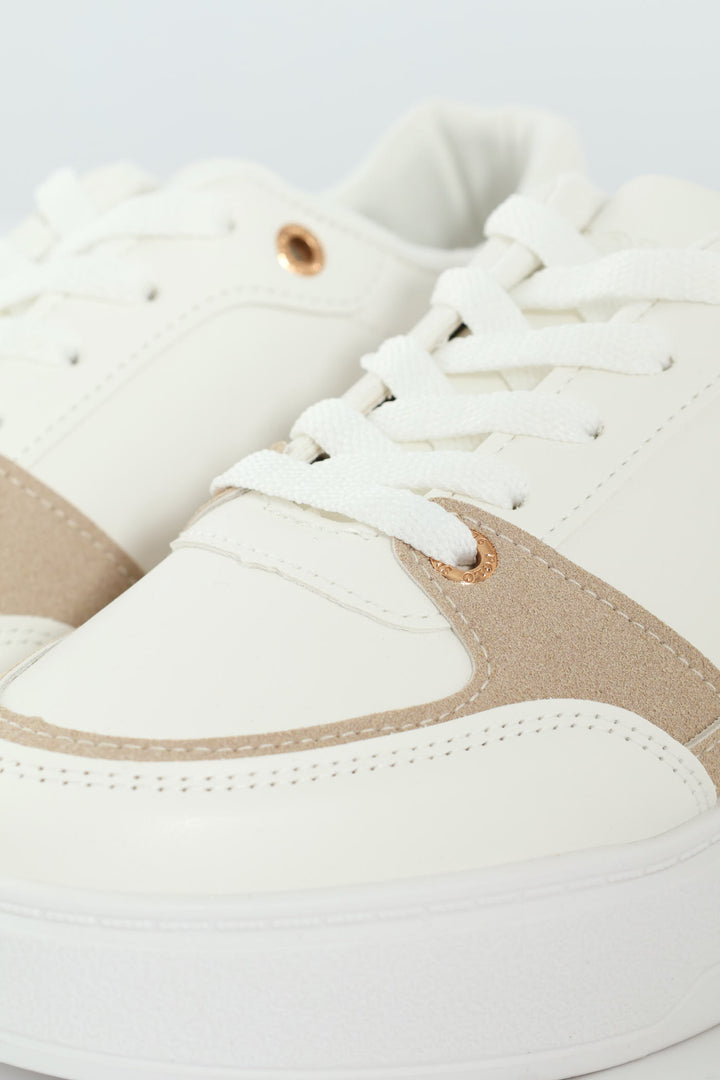 Trim Platform Lace Up Sneaker - White