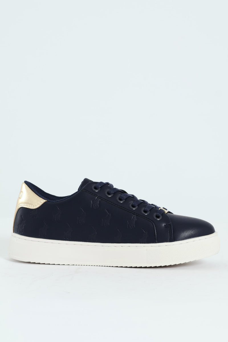 Debossed Monogram Lace Up Sneaker - Navy