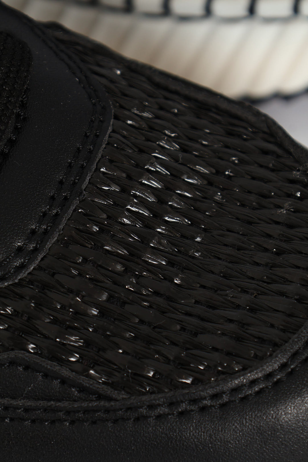 Sandy Platform Raffia Sneaker - Black/White