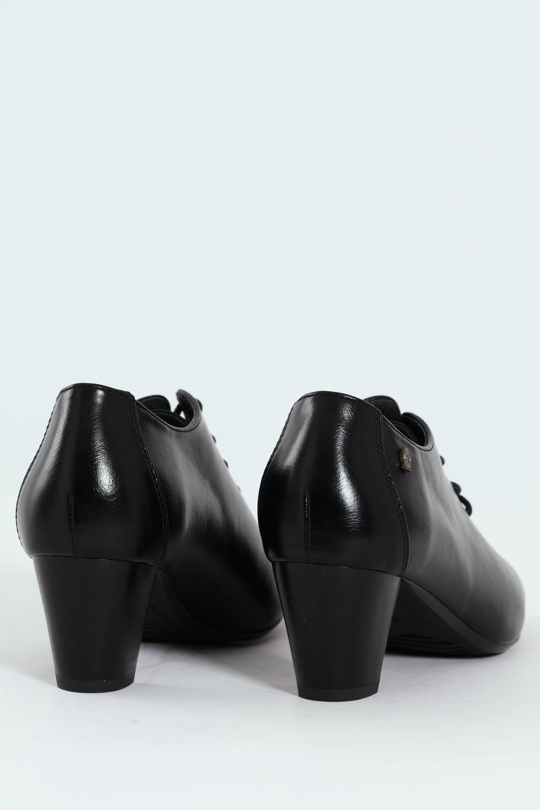 Amrita Pointed Toe Lace Up Block Kitten Heel - Black