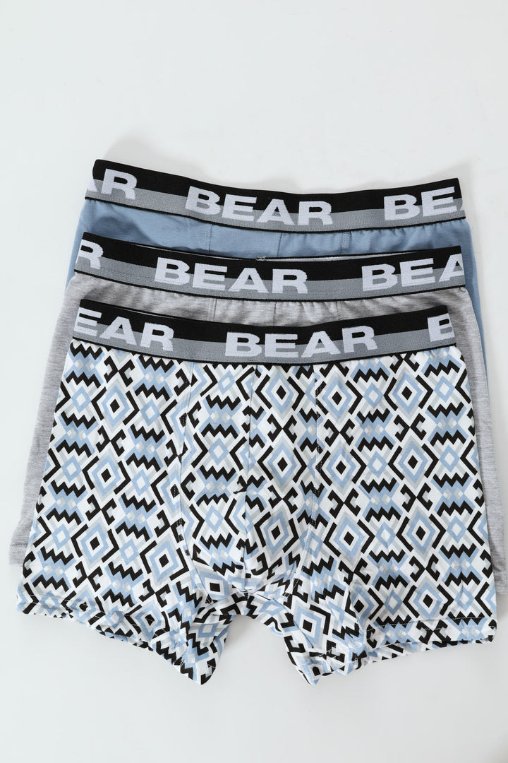 3 Pack Ehtnic Tribe Bodyshorts - Blue/Grey Melange