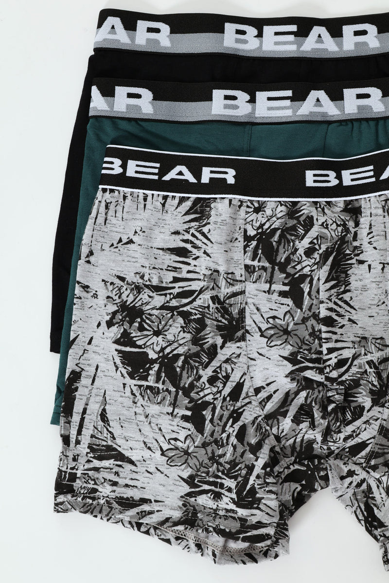 3 Pack Floral Bodyshorts - Black/Teal/Melange
