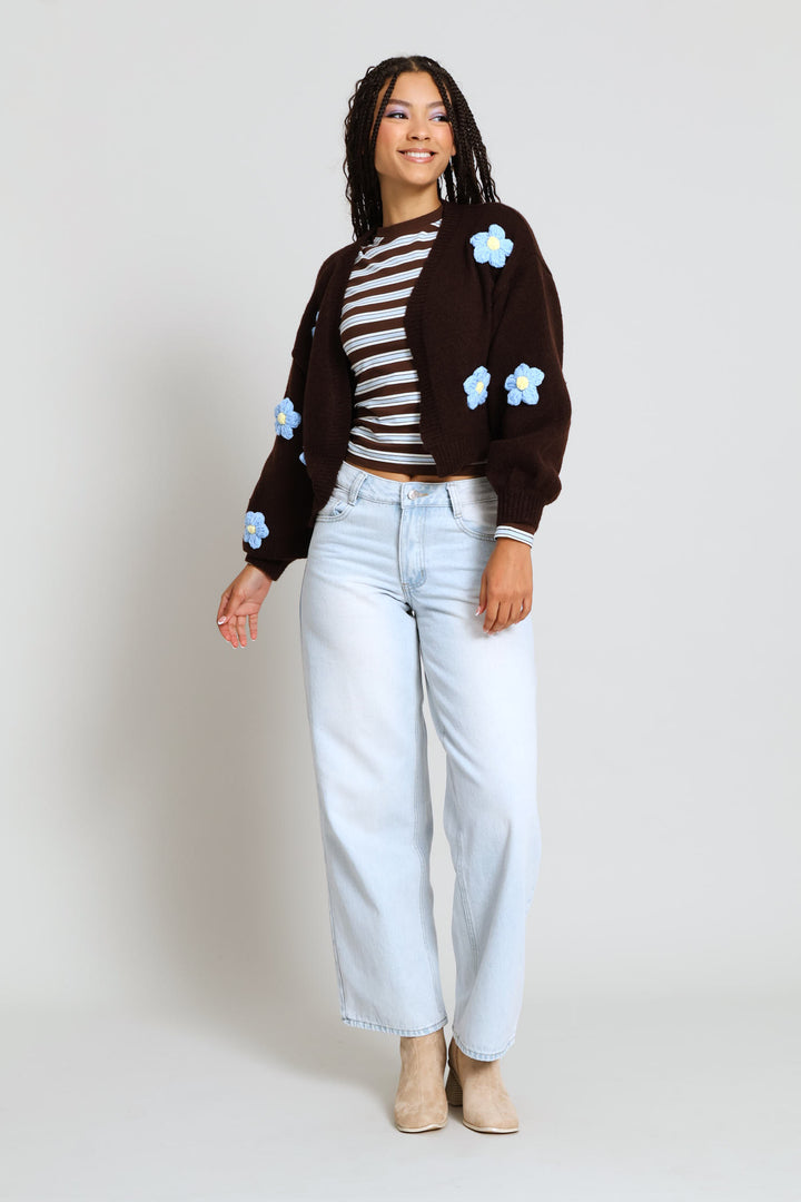 Flower Cardigan - Chocolate