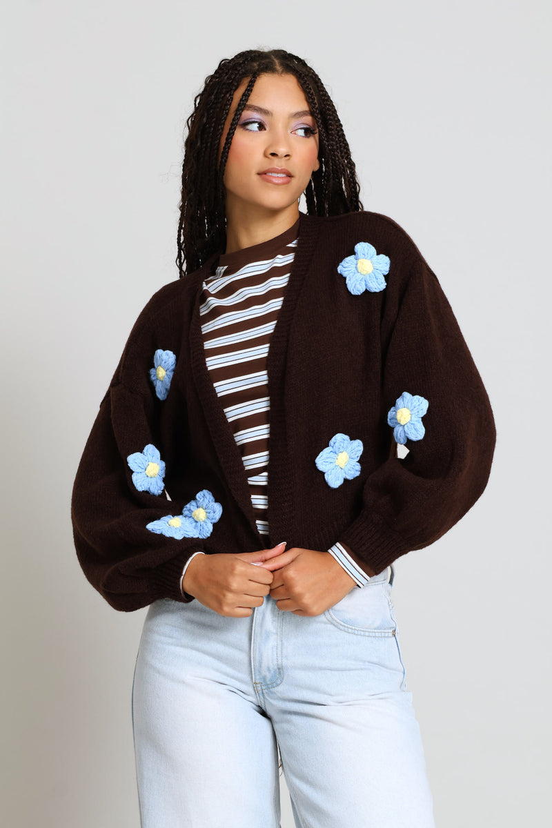 Flower Cardigan - Chocolate