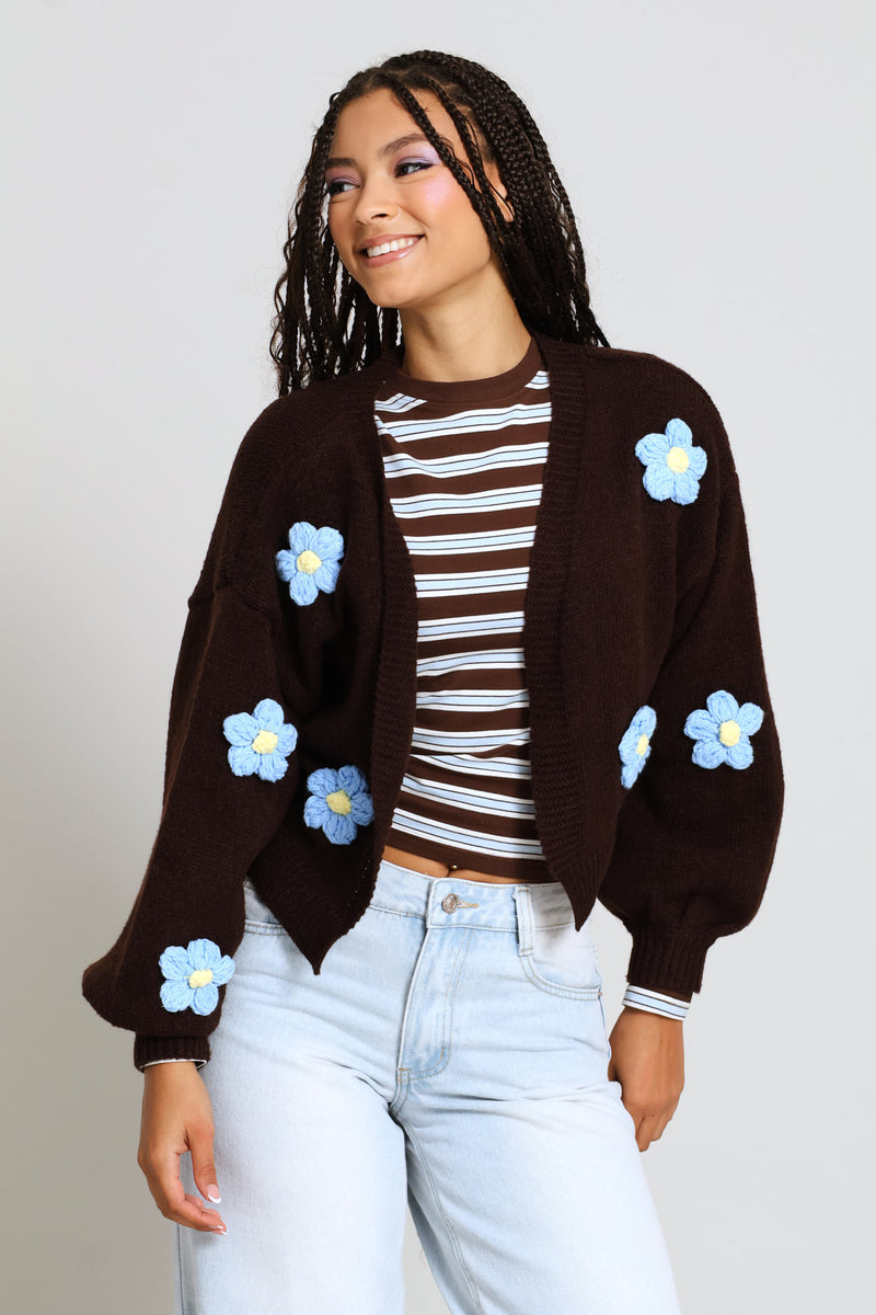 Flower Cardigan - Chocolate