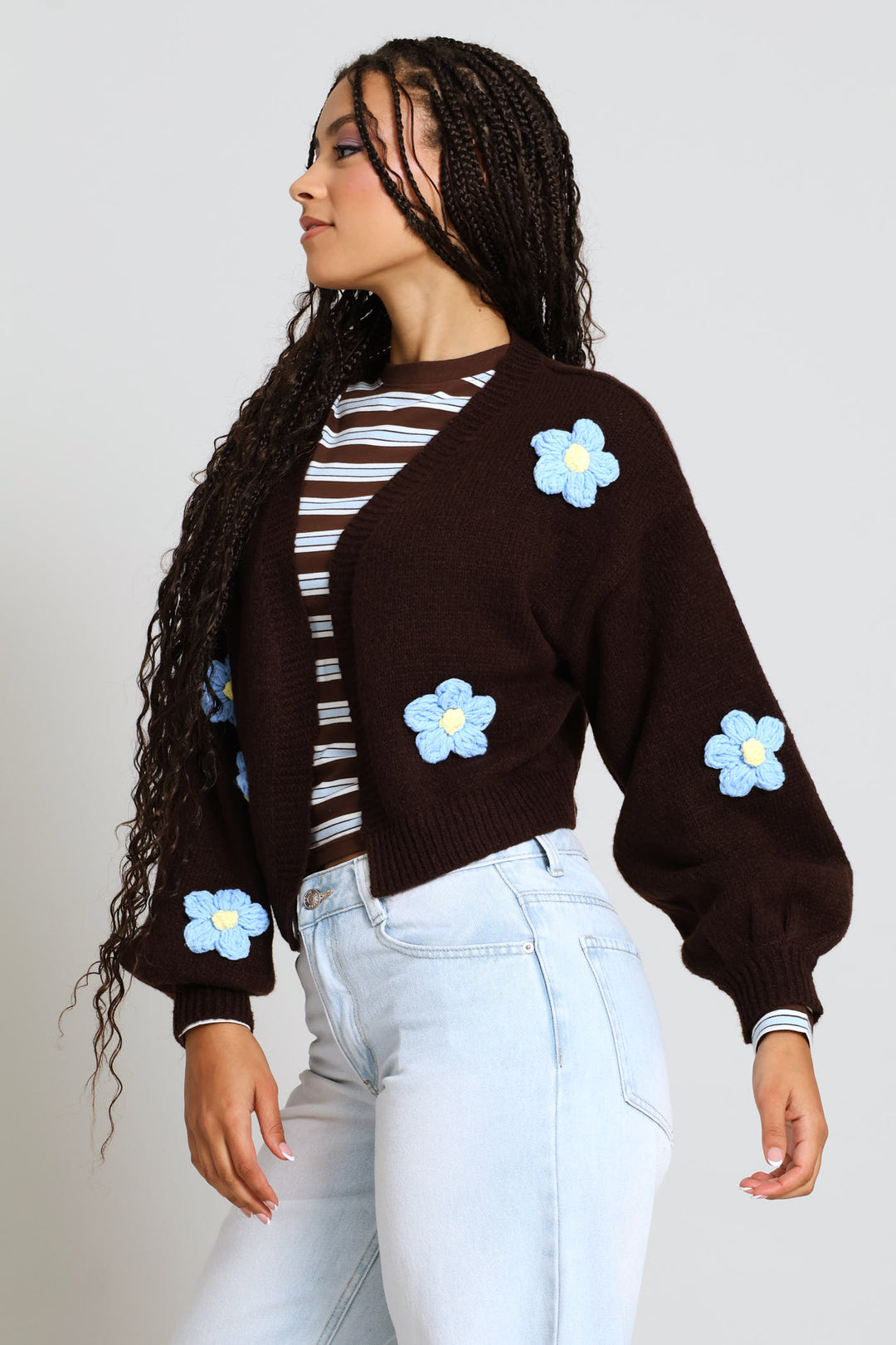 Flower Cardigan - Chocolate