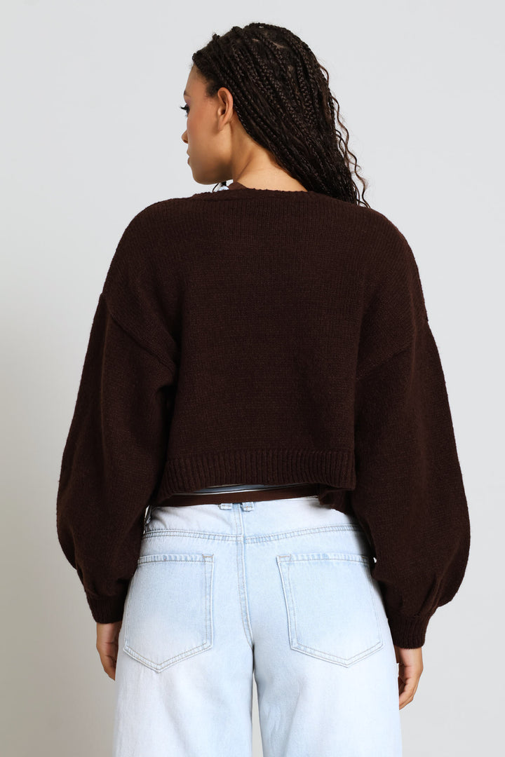 Flower Cardigan - Chocolate