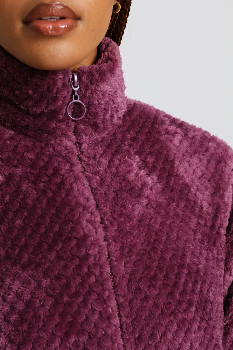 Zip Through Waffle Gown - Purple