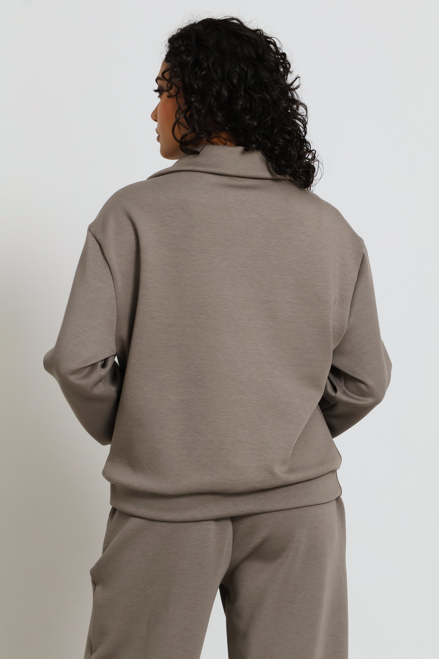 Ladies Plush Quarter Zip Pullover - Taupe – Edgars