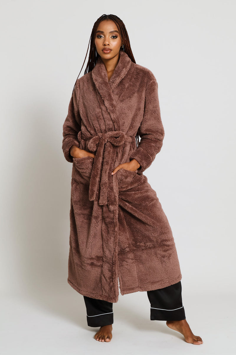 Fluffy Wrap Gown - Dark Brown