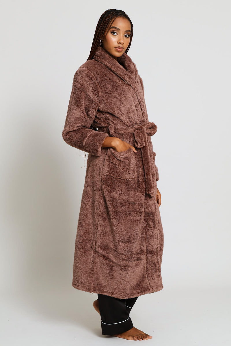 Fluffy Wrap Gown - Dark Brown