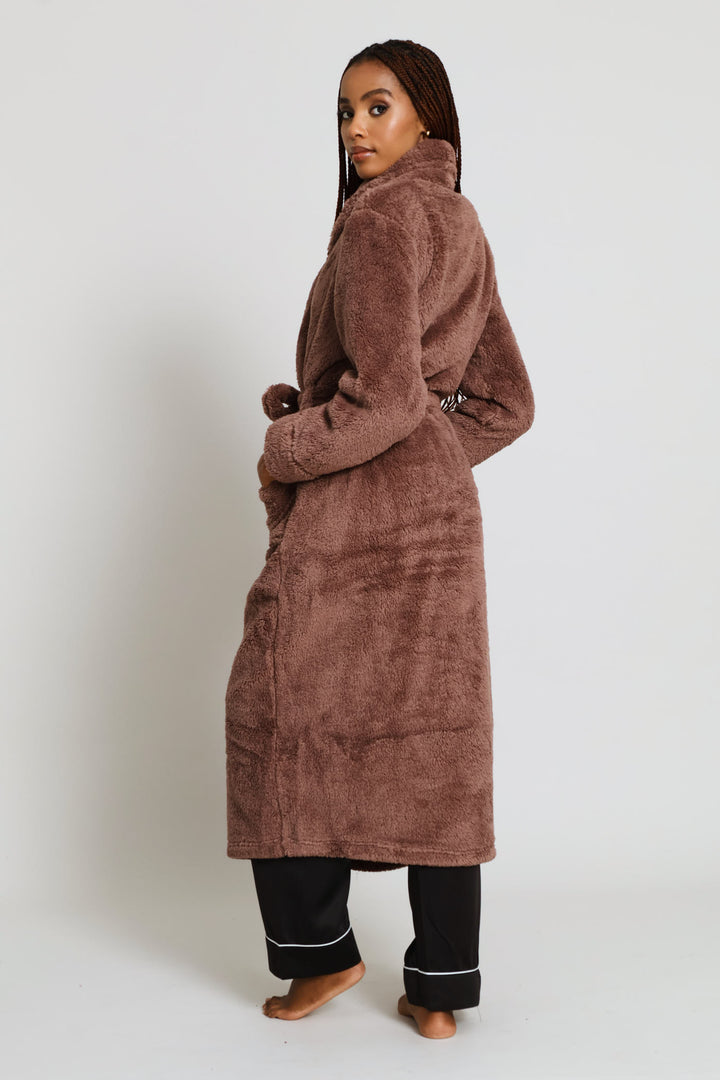 Fluffy Wrap Gown - Dark Brown