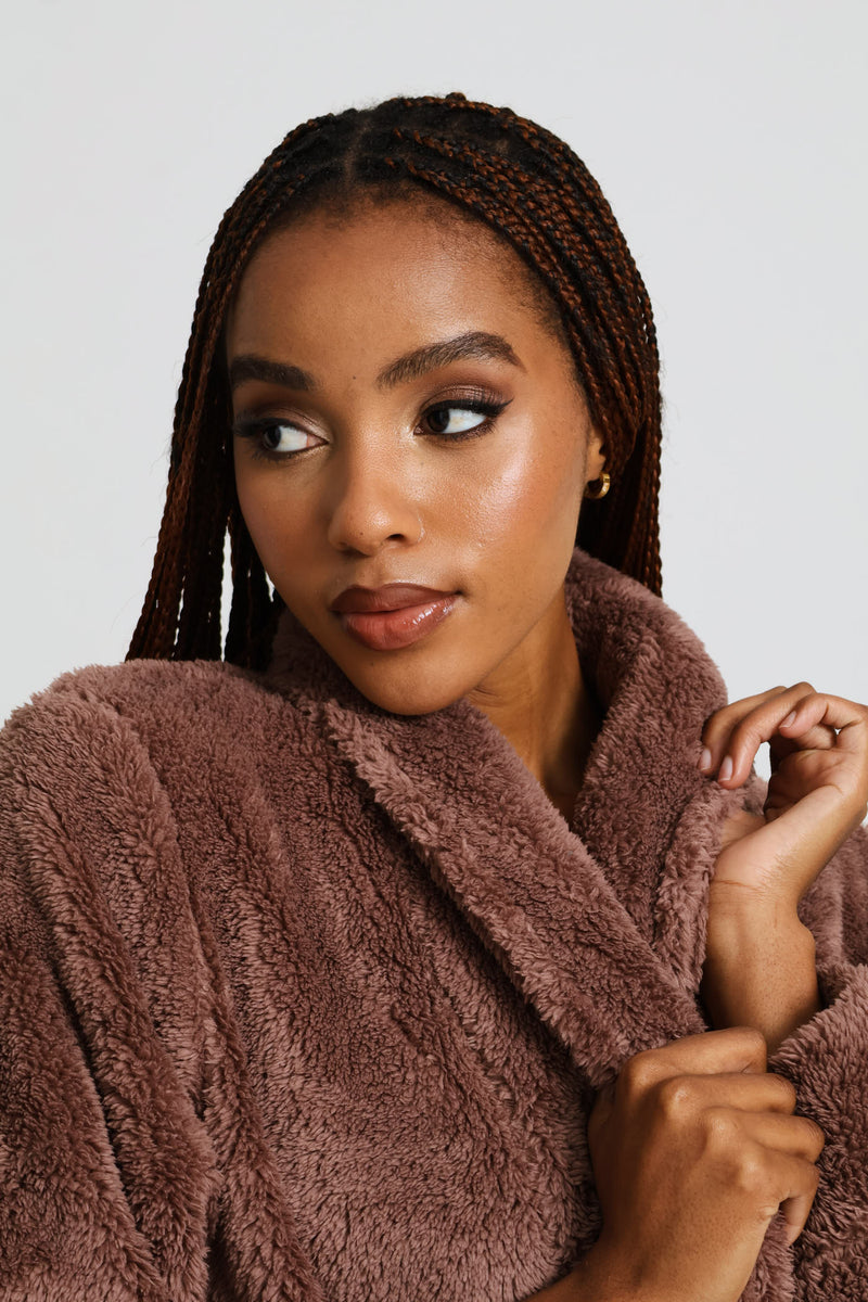 Fluffy Wrap Gown - Dark Brown