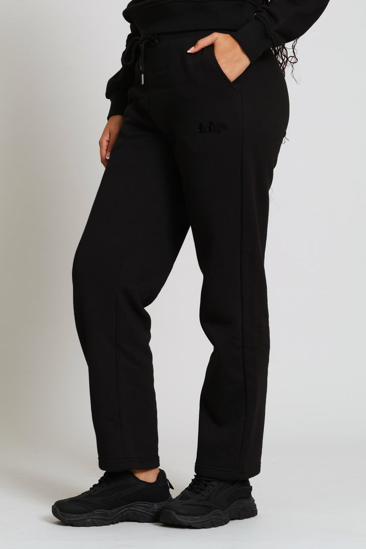 Straight Leg Fleece Pants - Black
