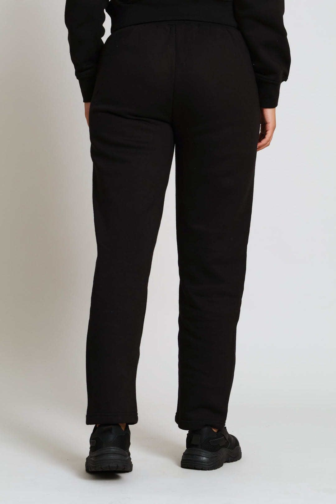 Straight Leg Fleece Pants - Black