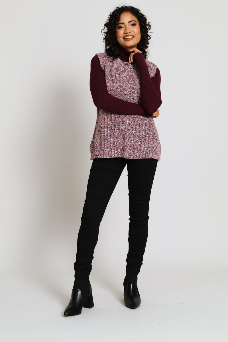 Sleeveless Knitwear Waistcoat - Port