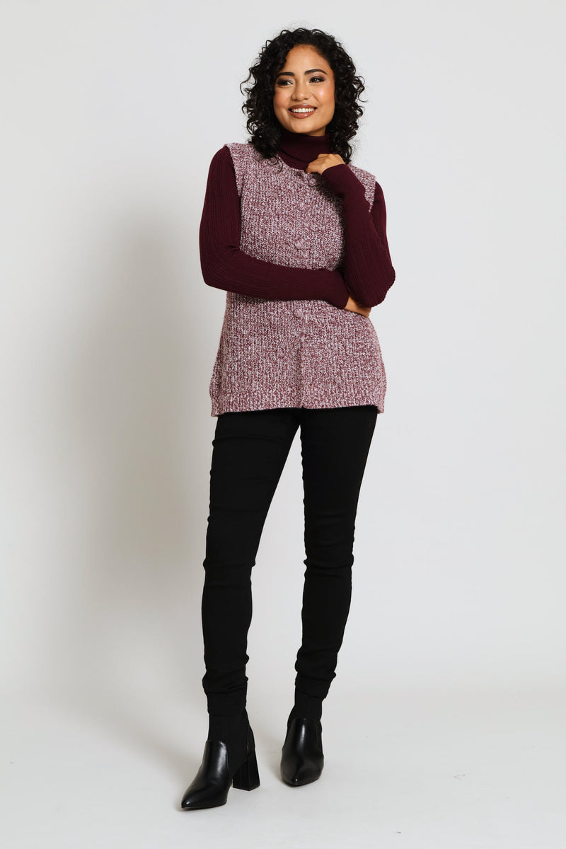 Plain Ribbed Poloneck - Plum