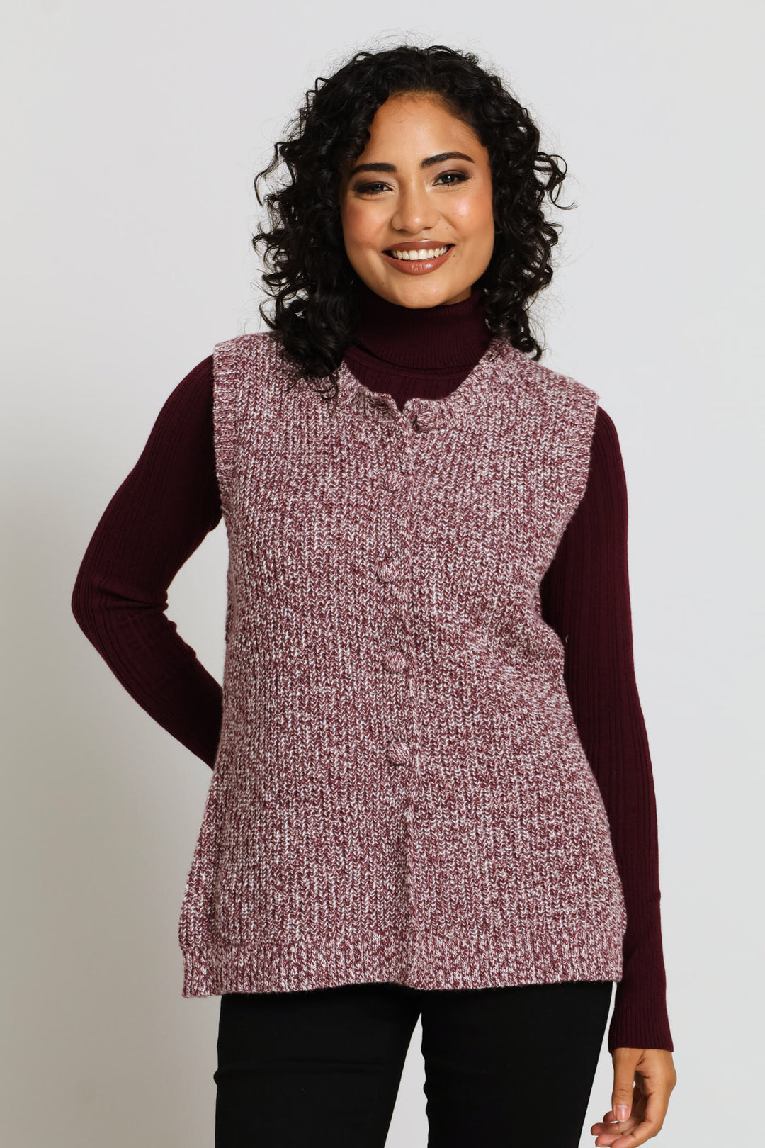 Sleeveless Knitwear Waistcoat - Port