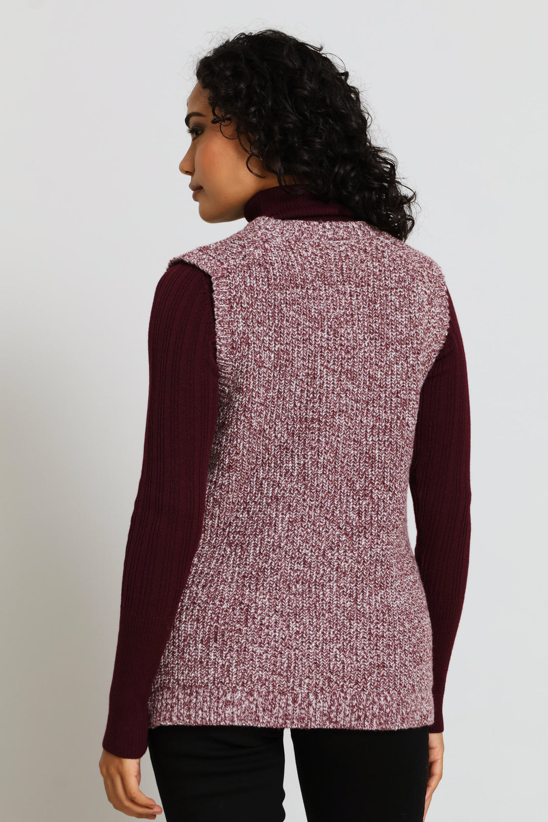 Sleeveless Knitwear Waistcoat - Port