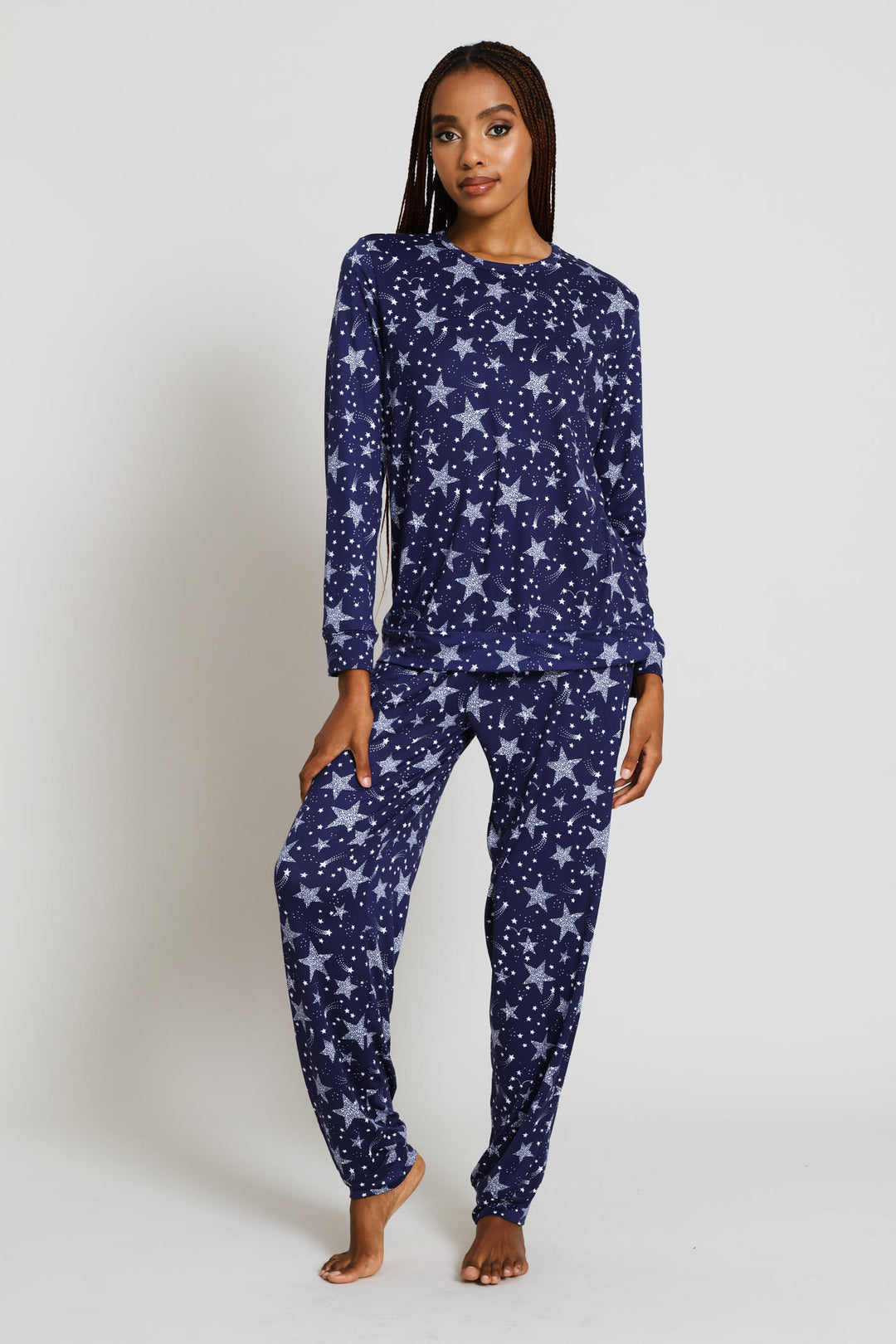 Long Sleeve Top & Pant Soft Touch Set - Navy