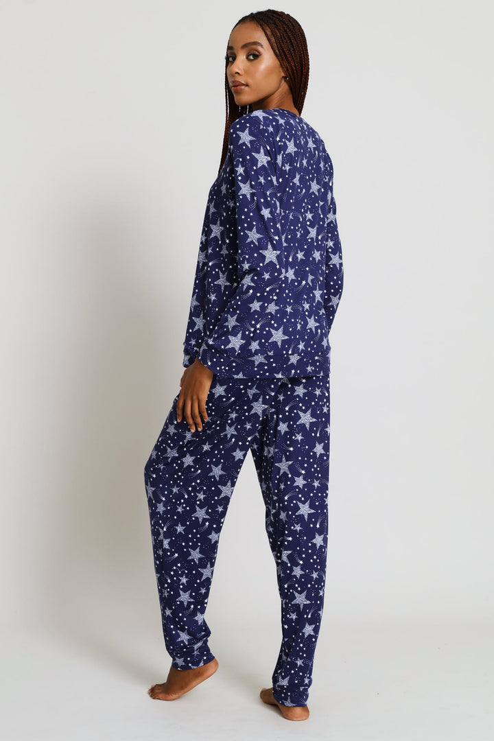 Long Sleeve Top & Pant Soft Touch Set - Navy