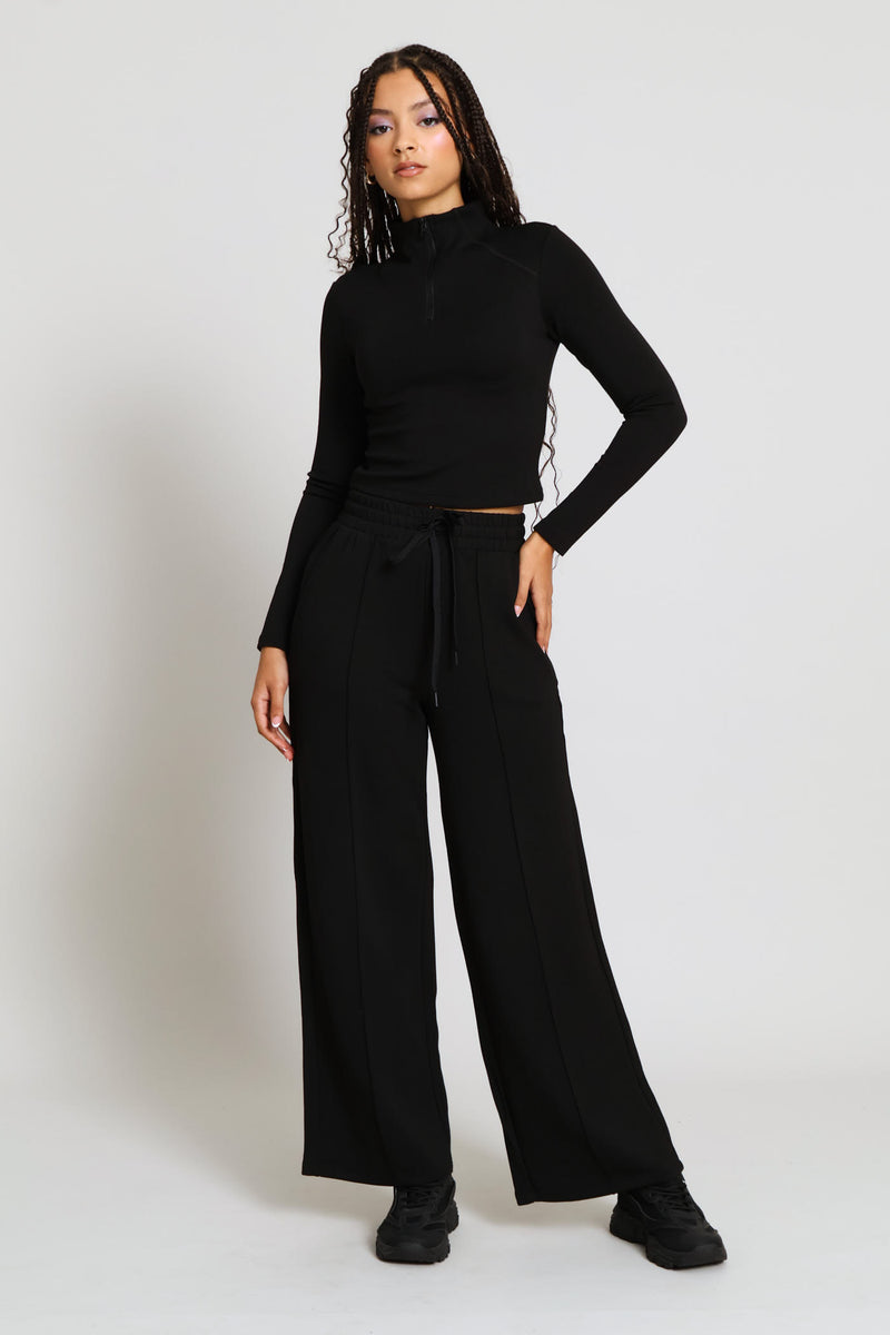 Soft Touch Wide Leg Pants - Black