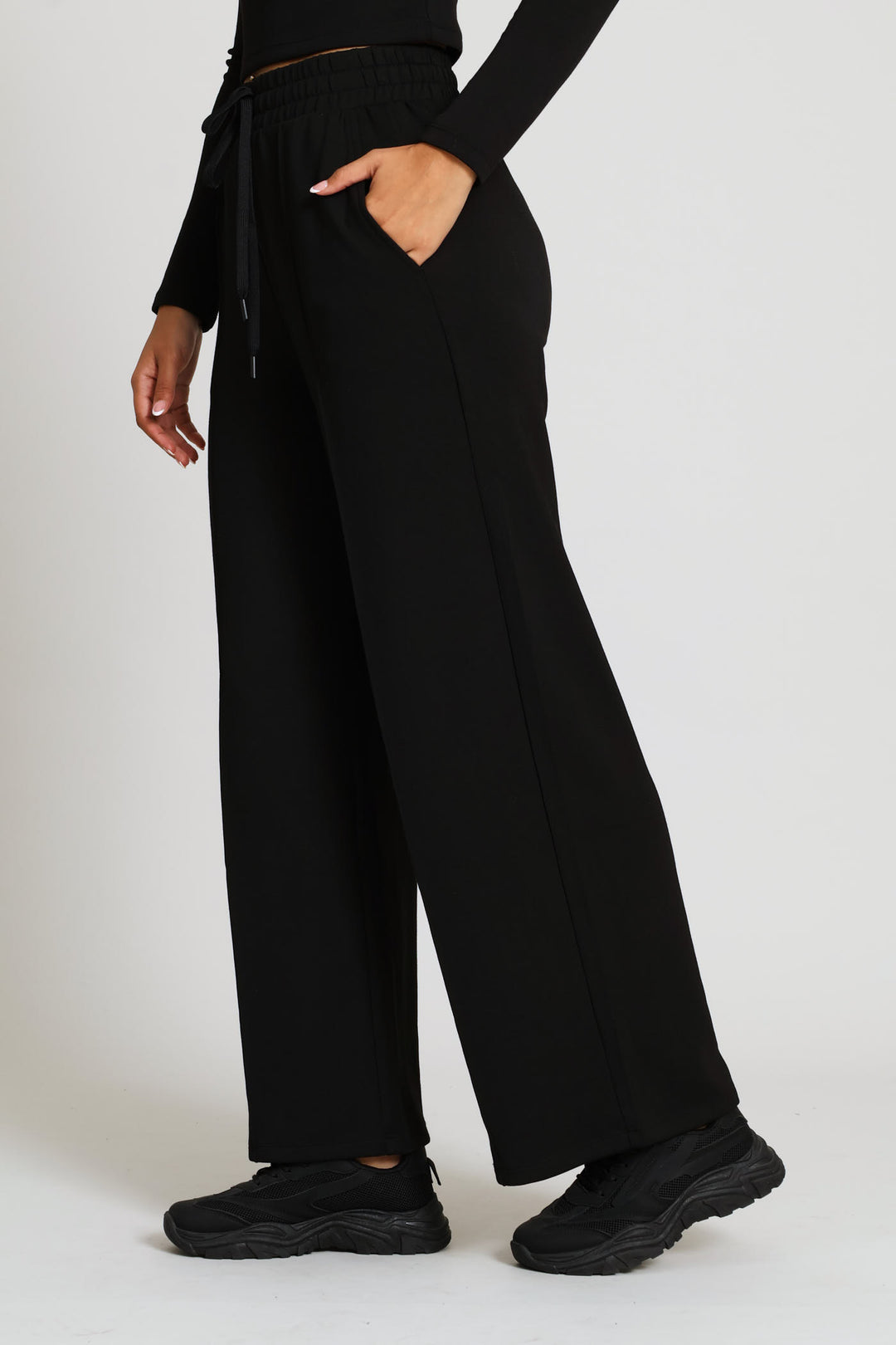 Soft Touch Wide Leg Pants - Black