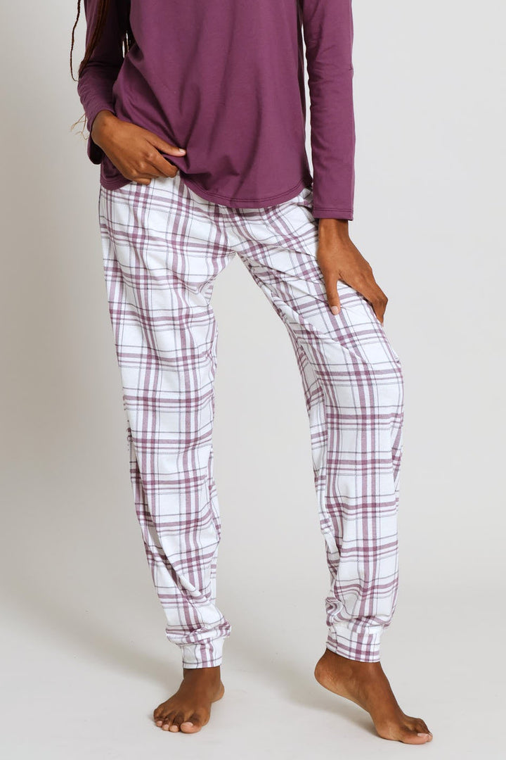 Knit Check Jogger - White/Pink