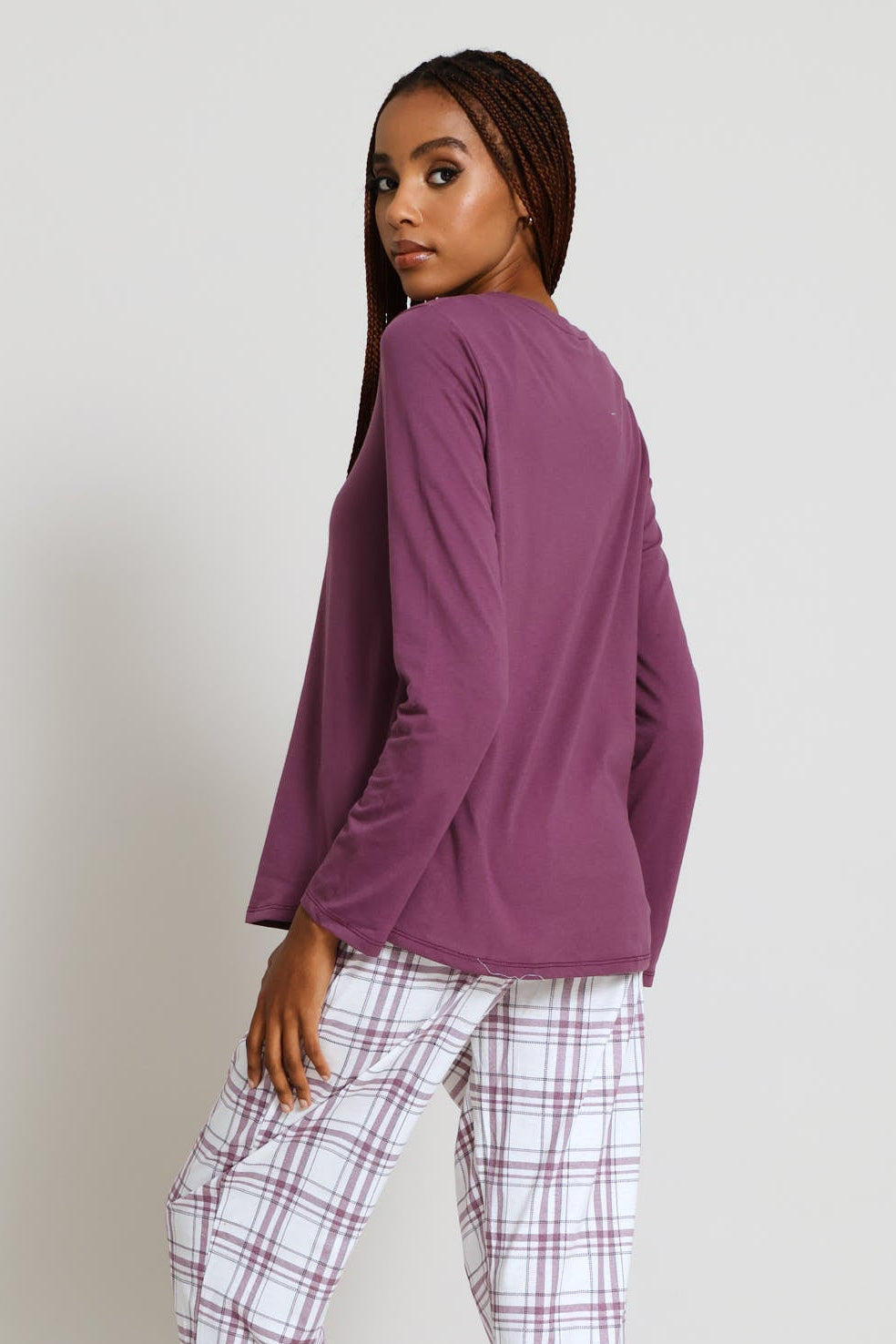 Long Sleeve Screen Foil Knit Tee - Purple