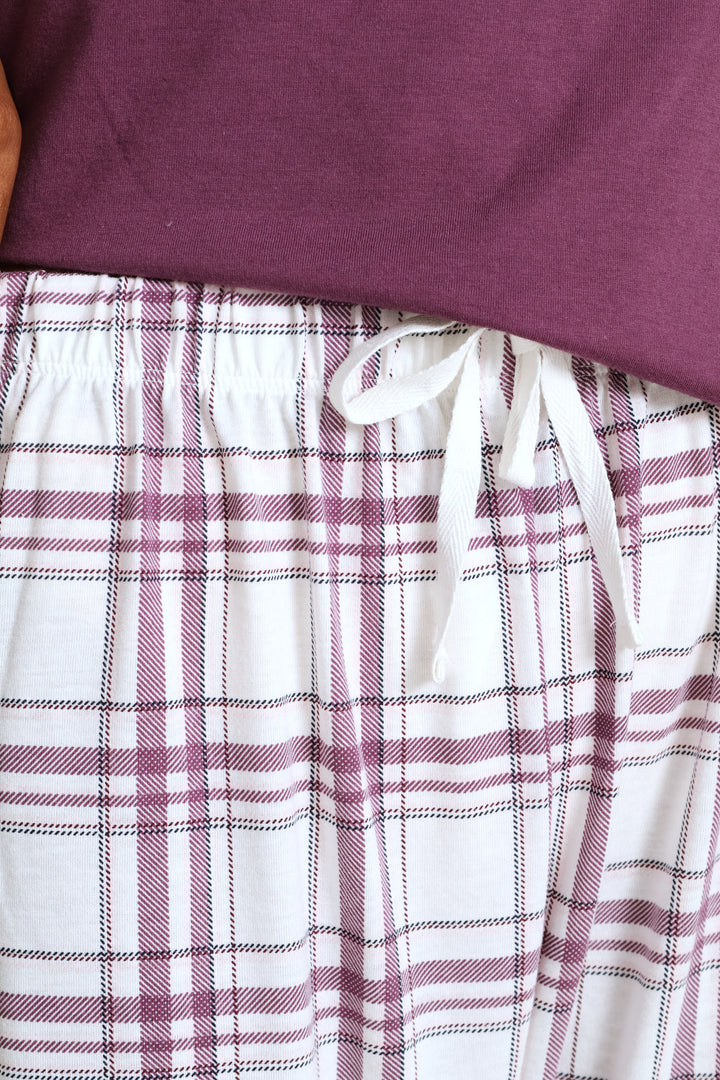 Knit Check Jogger - White/Pink