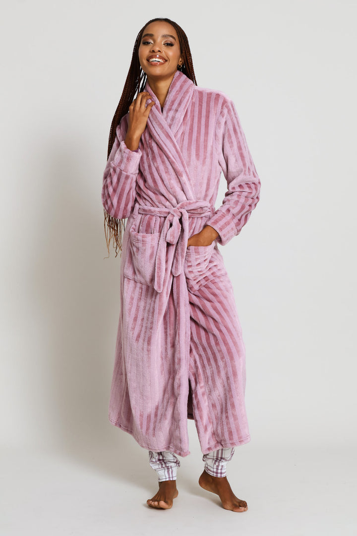 Embossed Stripe Gown - Dusty Pink