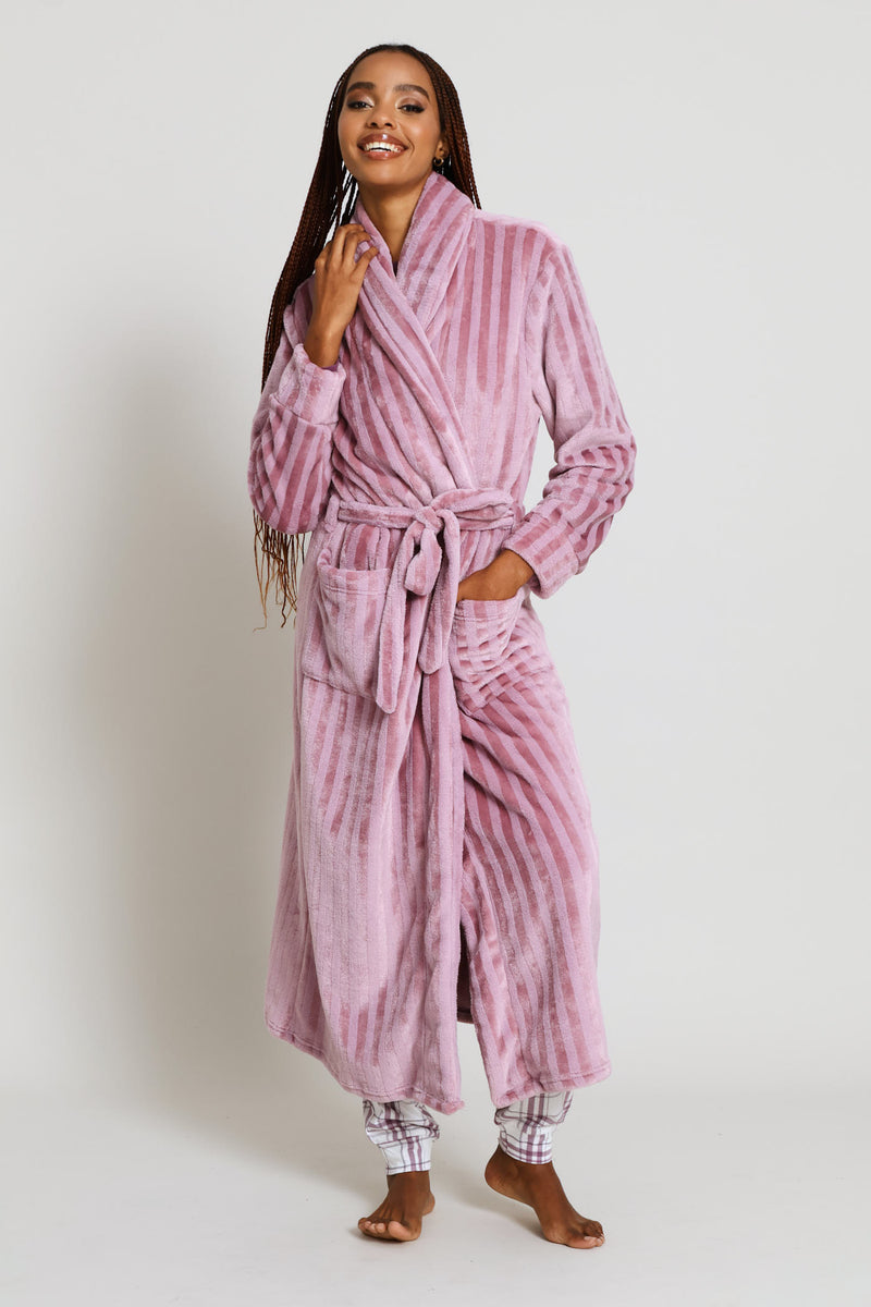 Embossed Stripe Gown - Dusty Pink