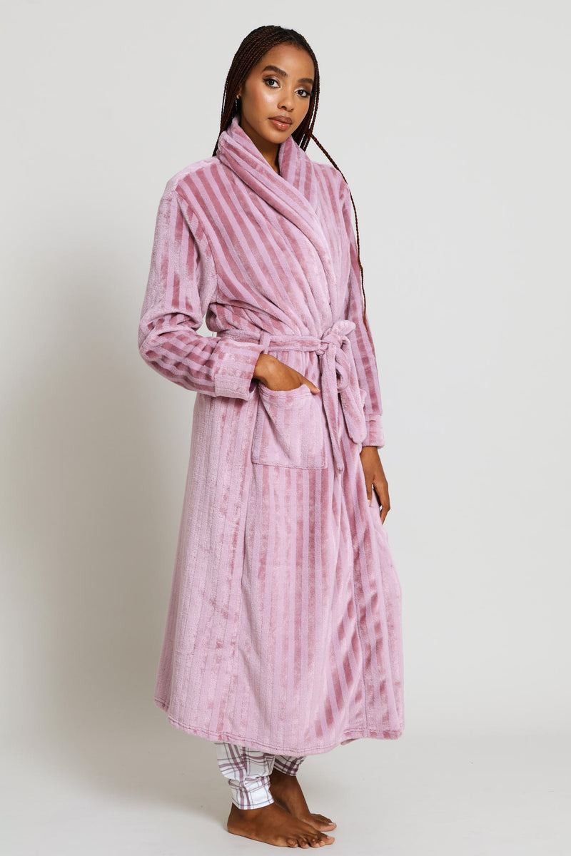Embossed Stripe Gown - Dusty Pink