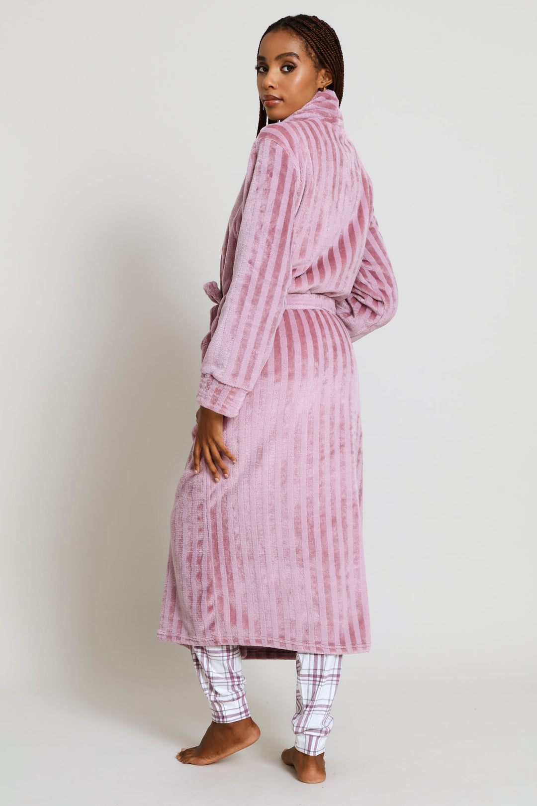 Embossed Stripe Gown - Dusty Pink