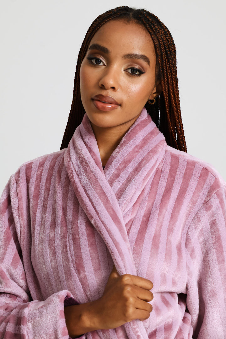 Embossed Stripe Gown - Dusty Pink