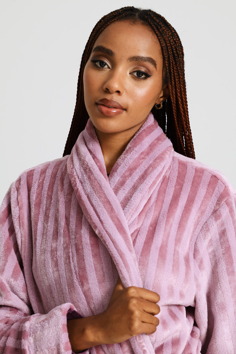 Embossed Stripe Gown - Dusty Pink