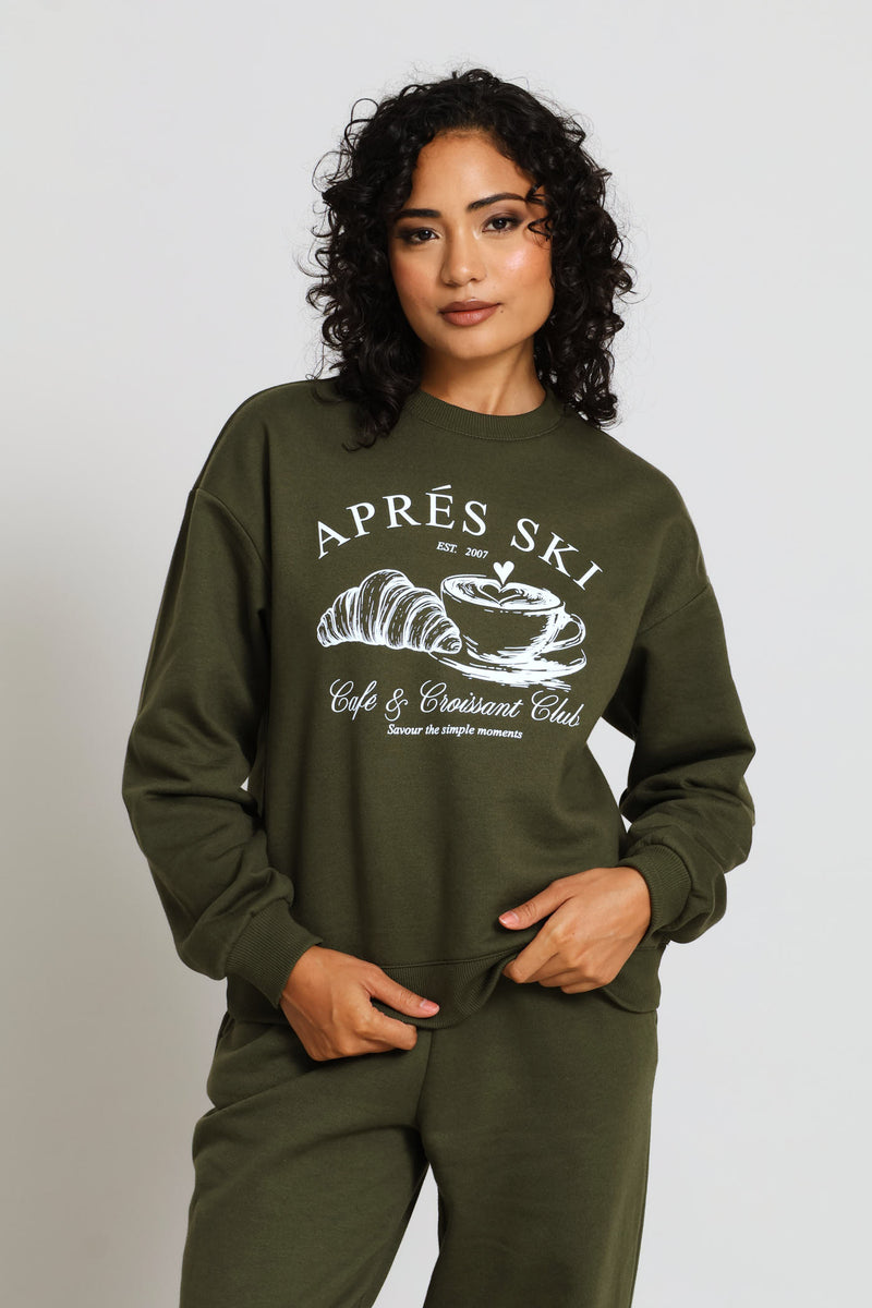 Long Sleeve Print Screen Pullover - Dark Fatigue